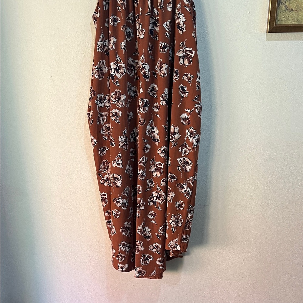 Rust Floral Maxi Slip Dress with Adjustable Straps - Picture 7 of 8